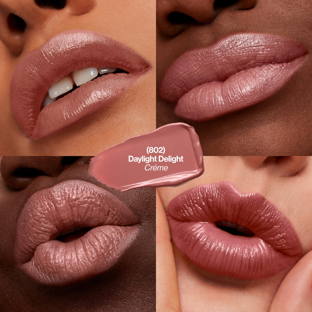 REVLON Super Lustrous Lipstick Daylight Delight on lips demonstrates a soft, fuller-looking effect.