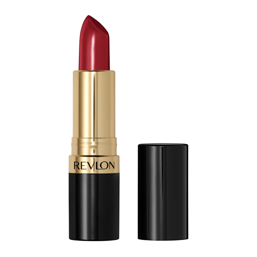 Revlon Super Lustrous Lipstick Uncut Ruby cap close-up with rich color and premium packaging.