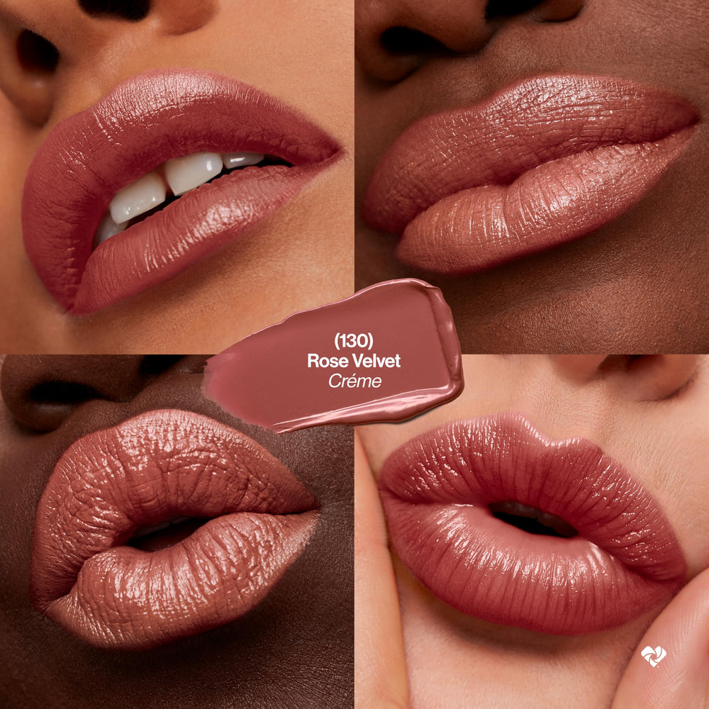 Revlon Super Lustrous Rose Velvet swatch on skin shows vibrant payoff