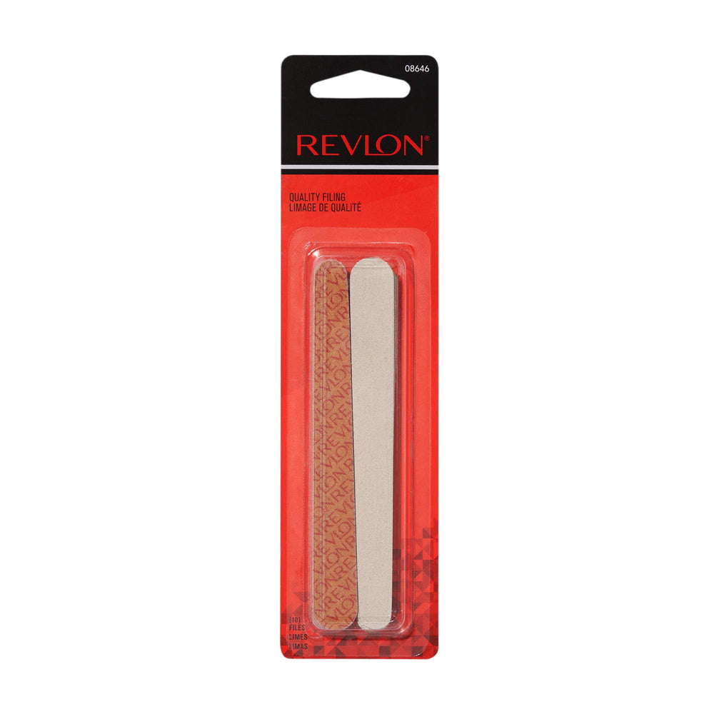 REVLON travel emery boards, 10-pack for quick manicures on the go.