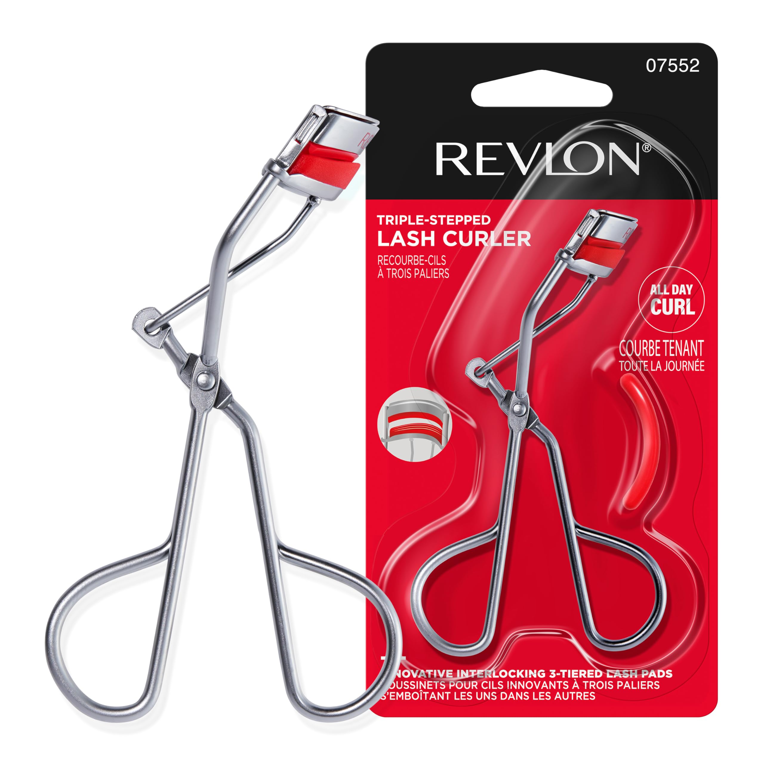 REVLON triple-stepped lash curler lower pads create gentler shaping