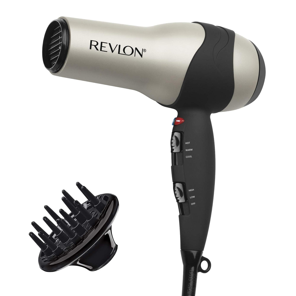 REVLON Turbo Hair Dryer with ionic technology for frizz reduction and shine.