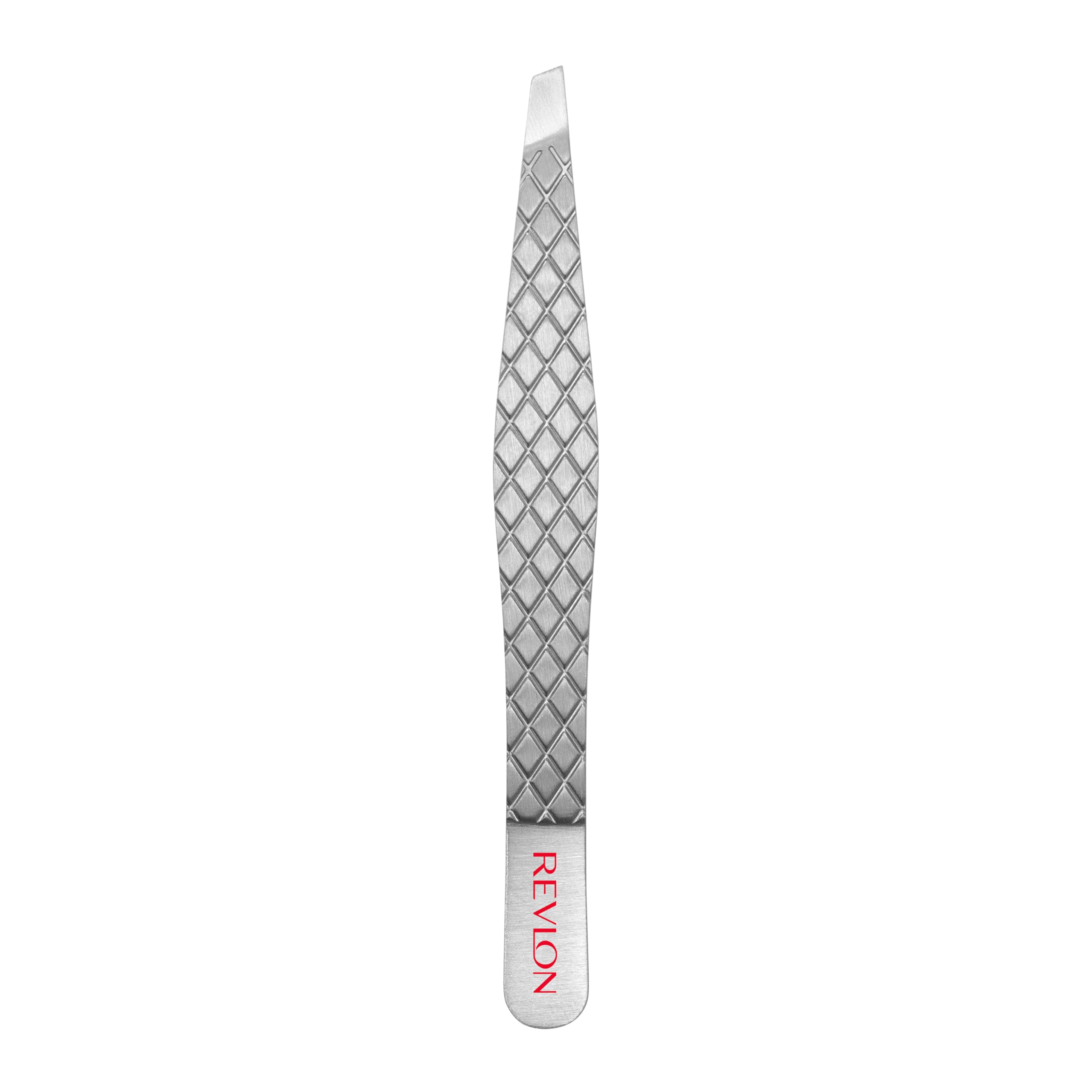 REVLON Ultimate Slant Tweezer enables precise hair removal for crisp brow shaping.