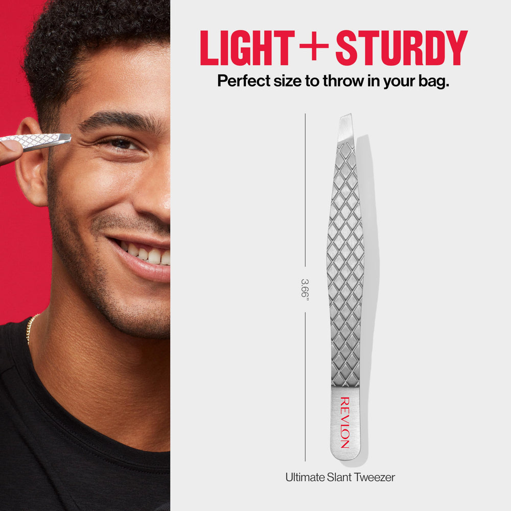 REVLON Ultimate Slant Tweezer ideal for tiny hairs and facial touch-ups.