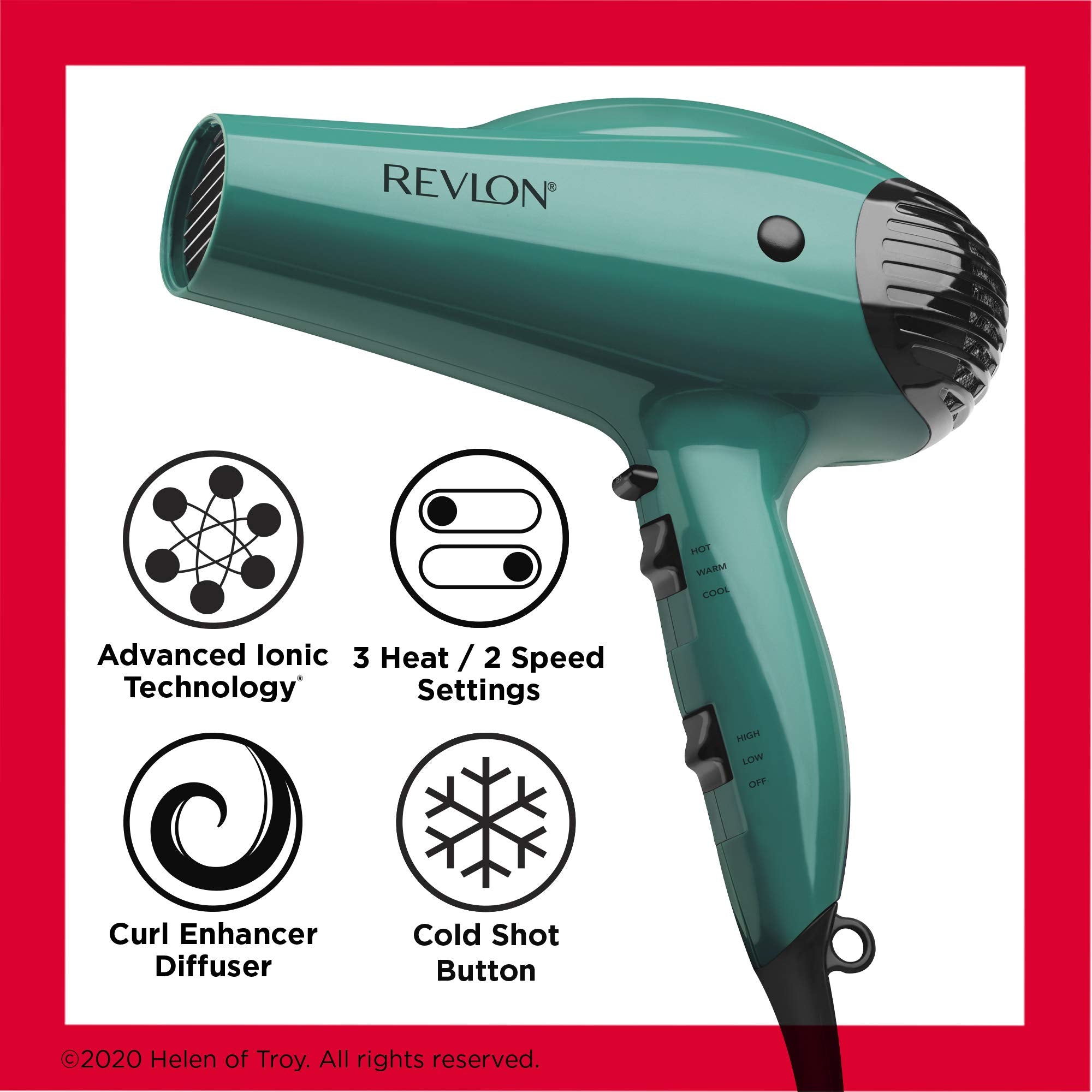 Revlon Volume Booster Dryer offers 3 heat and 2 speed settings for flexibility