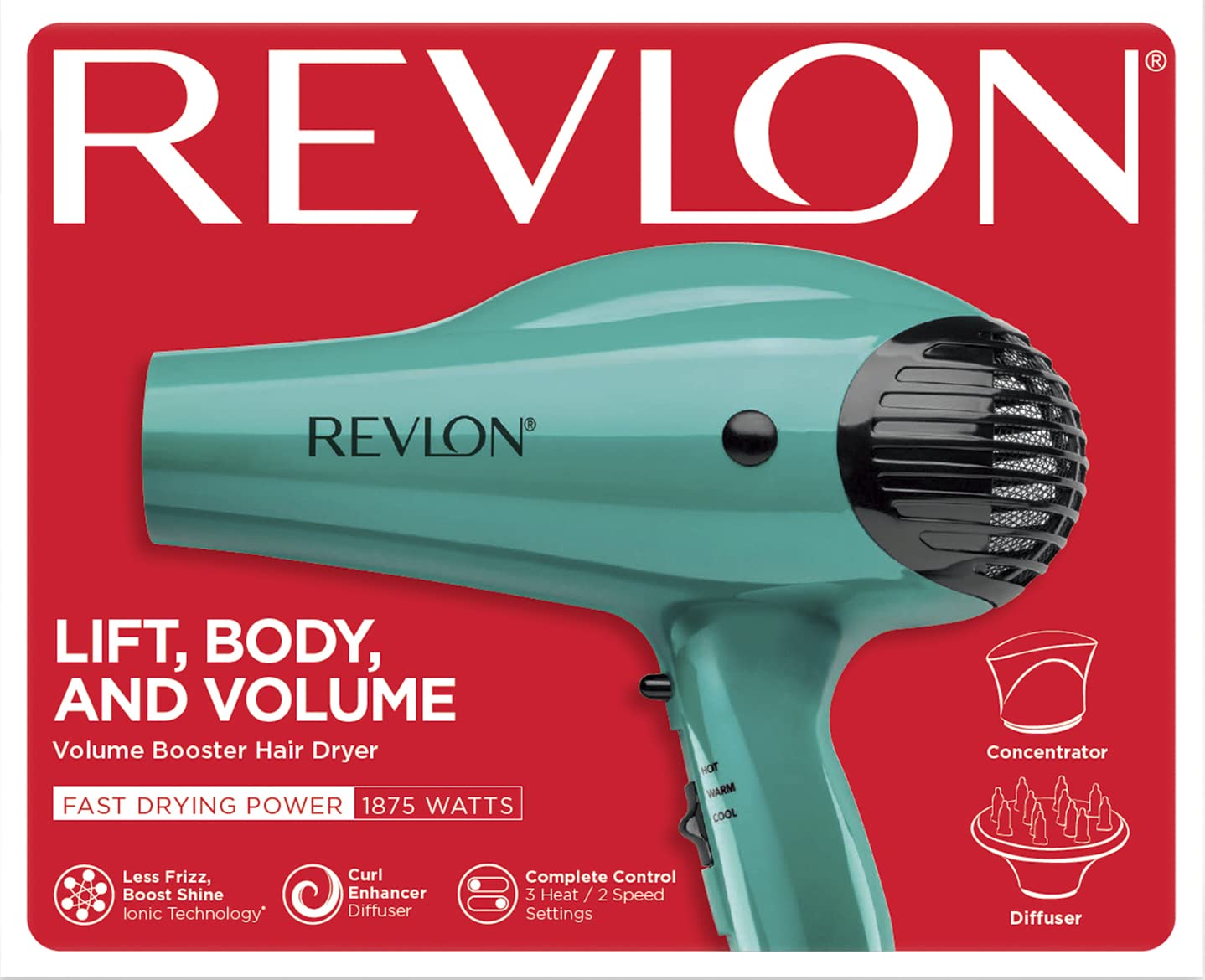 Revlon Volume Booster Dryer green color adds a stylish touch