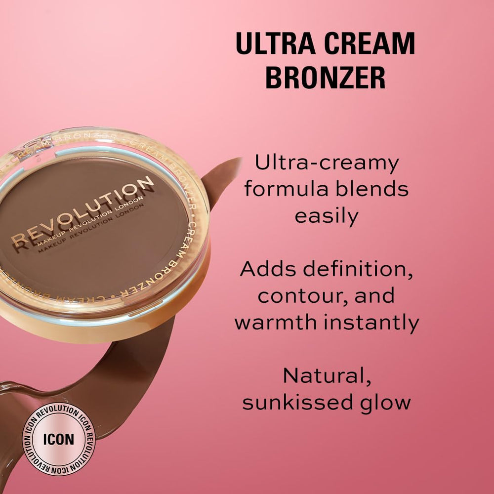 Revolution Beauty London bronzer swatches on cheek for sun-kissed definition