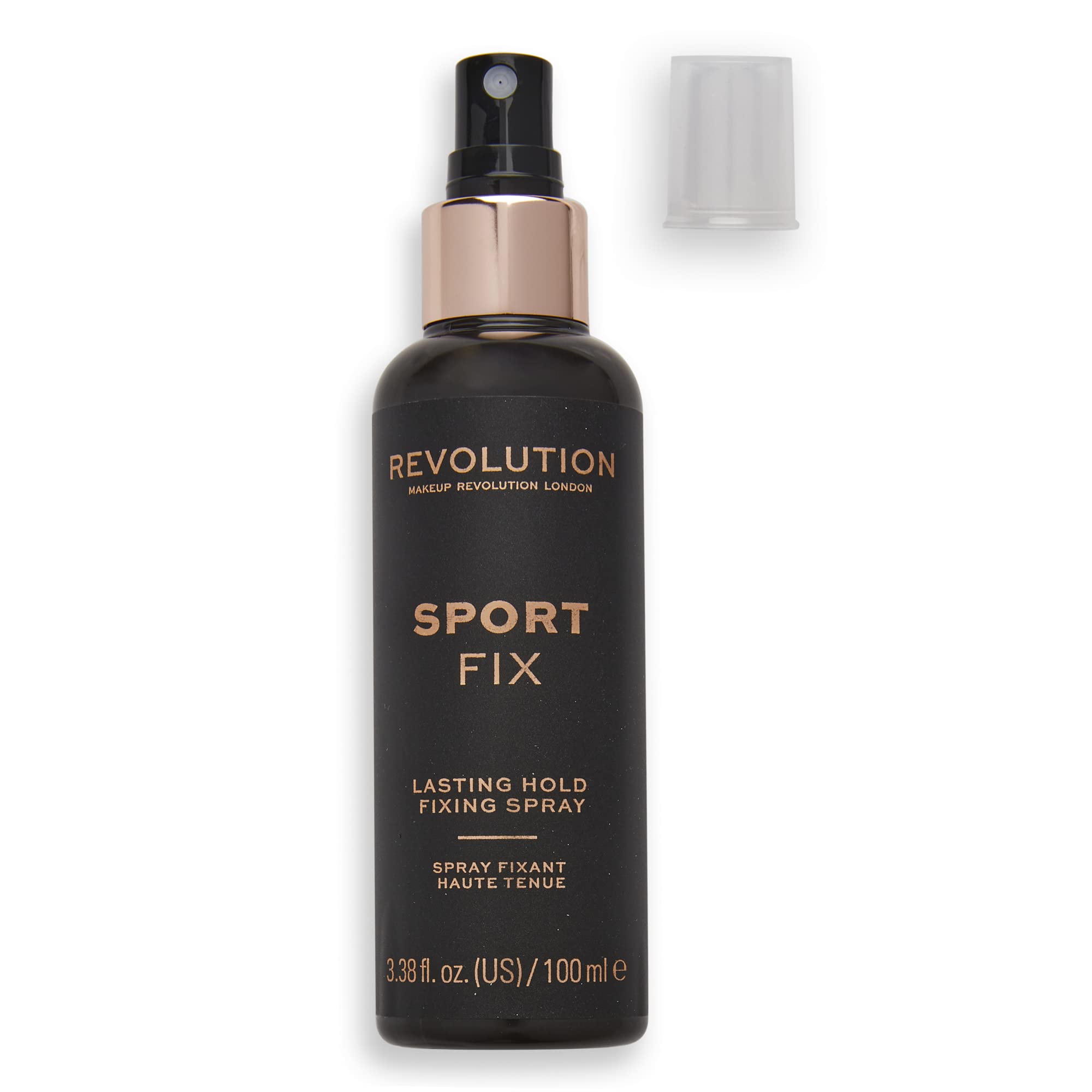 Revolution Beauty London Sport Fix mist on face showing shine control.
