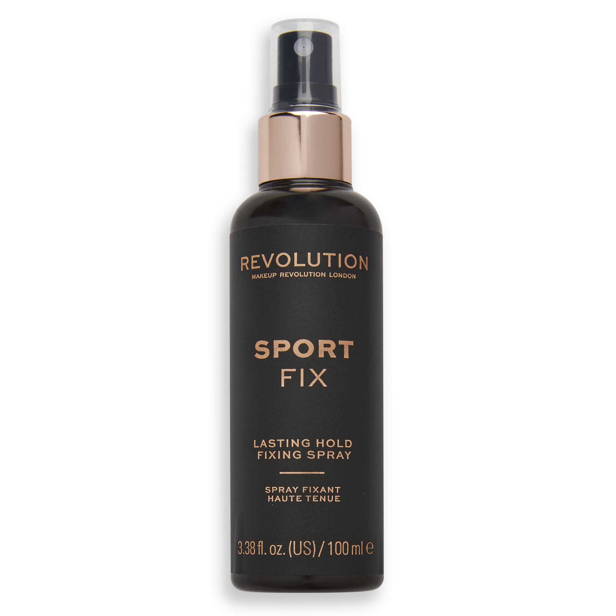 Revolution Beauty London Sport Fix sprayer closeup for lasting makeup.