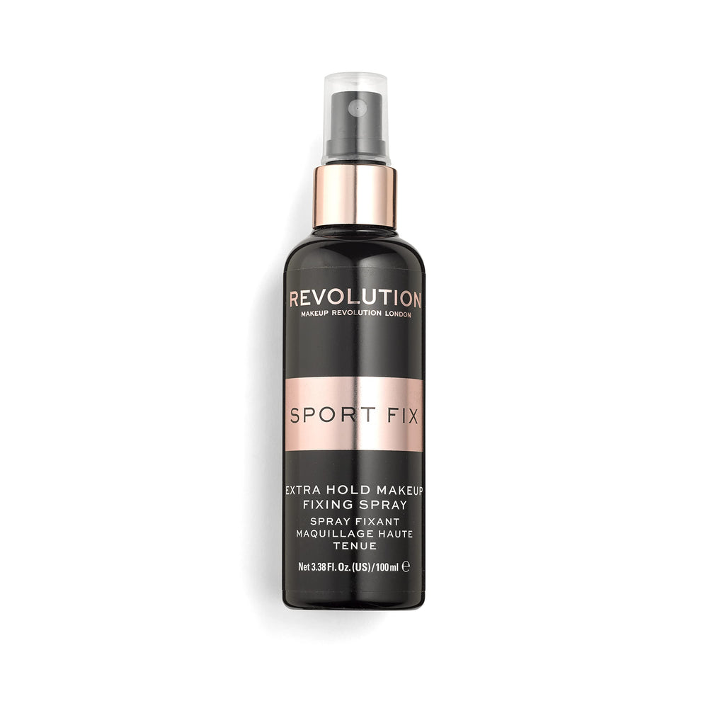Revolution Beauty London Sport Fix spray during a workout setting.