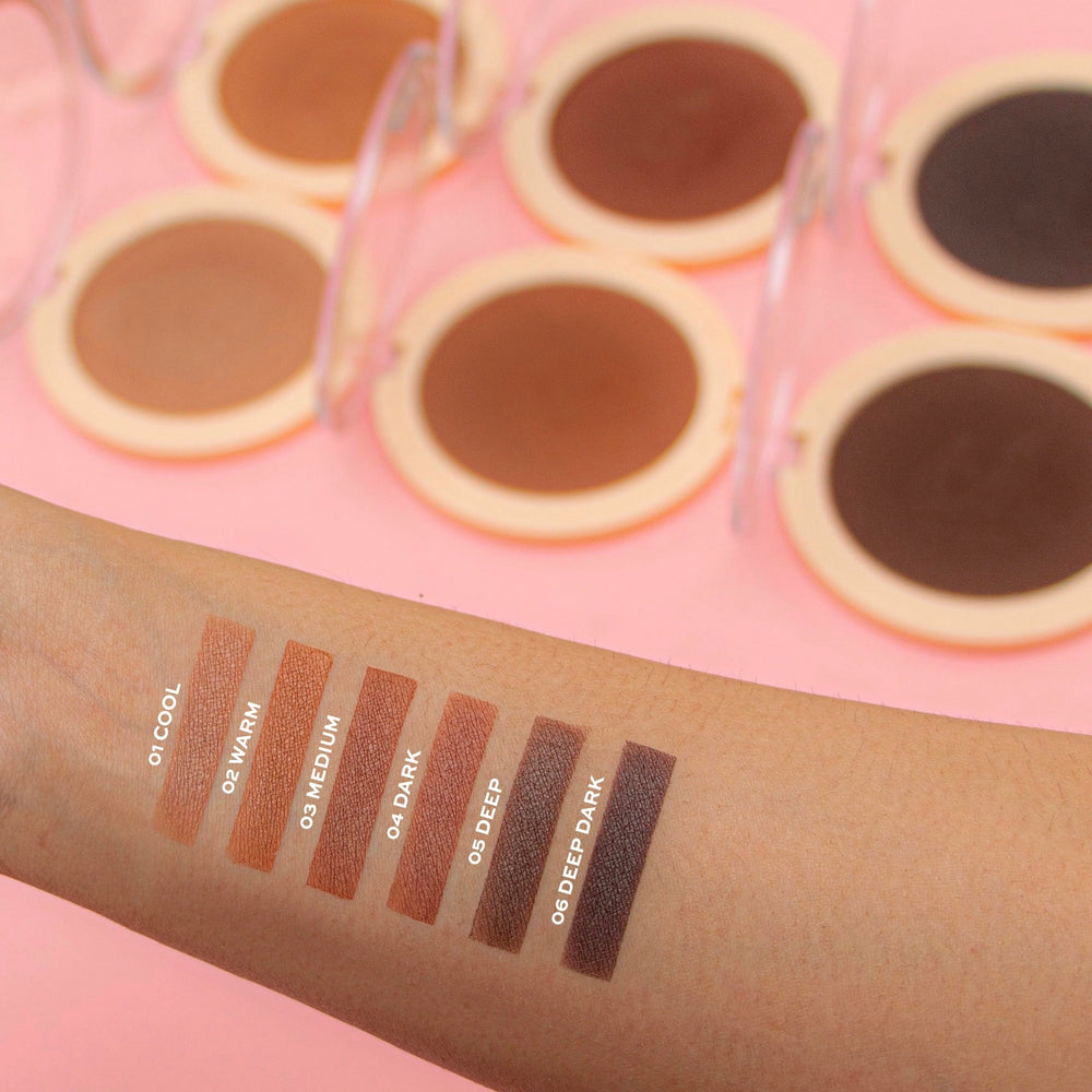 Revolution Mega Bronzer Powder used for all-over warmth on the face with a matte base.