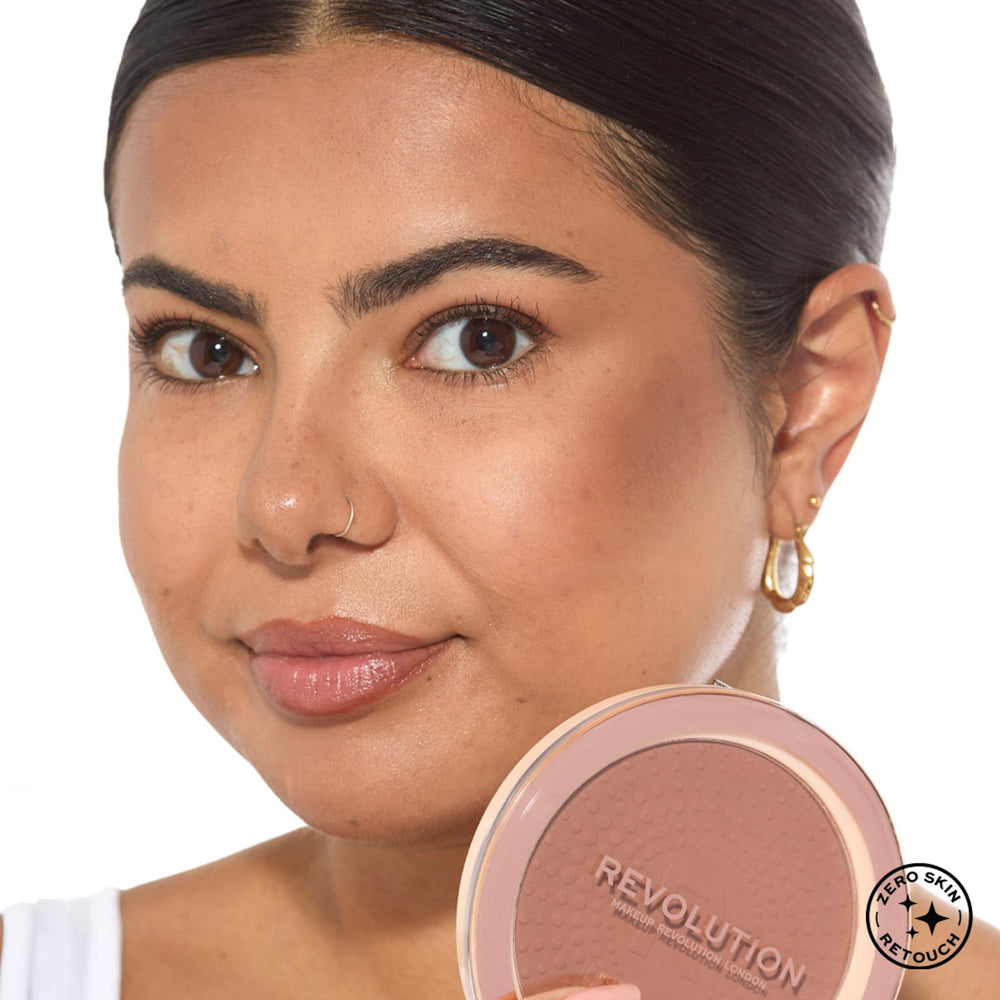 Revolution Mega Bronzer Powder vegan, cruelty-free formula in upgraded packaging.