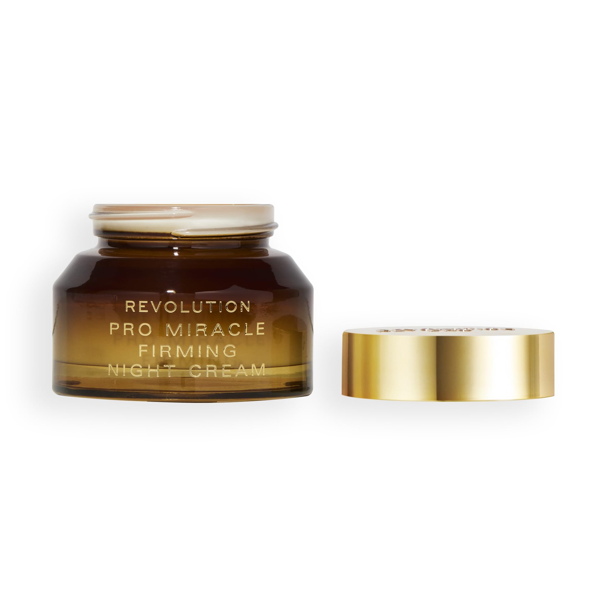 Envase compacto de Revolution Pro Miracle Vegan Collagen Night Cream, fácil de usar.