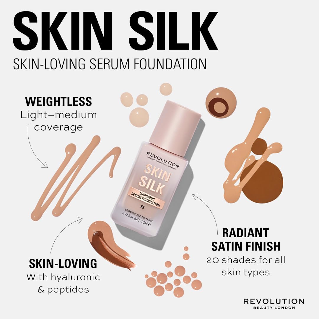 Revolution Skin Silk: cobertura ligera que se puede construir para un acabado natural.