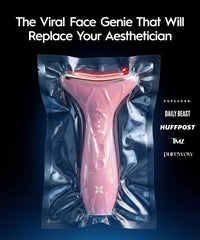REVOMADIC REVO Genie with LED lights demonstrating red, green, blue therapy settings.