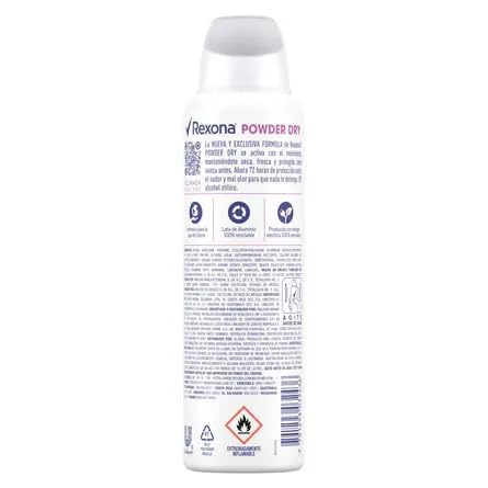 Rexona Mujeres, textura polvo ligero ayuda a mantener axilas secas y limpias.