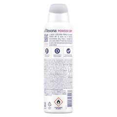 Rexona Mujeres, textura polvo ligero ayuda a mantener axilas secas y limpias.
