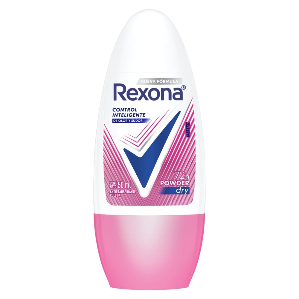 Rexona powder roll-on for women in use, providing long-lasting sweat protection.