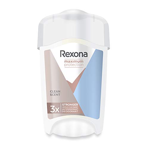 Rexona protección máxima crema-stick aplicación rápida para uso diario.