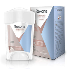 Rexona protección máxima crema-stick aroma limpio, protege contra sudor todo el día.
