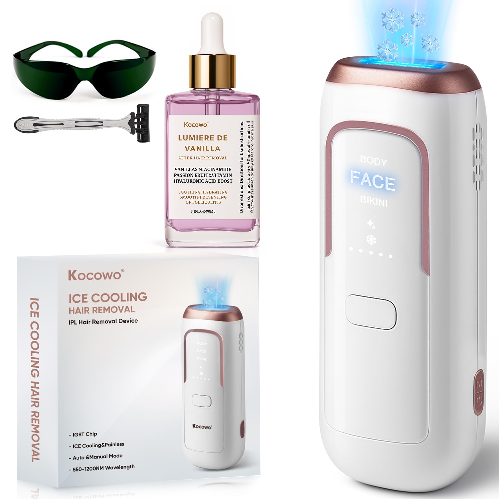 ReYang laser hair removal device with 5°C ice cooling for comfortable at-home sessions.