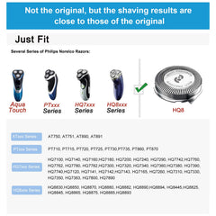 RF RollingFit HQ8 blades close-up shows precision edges for a smoother shave.