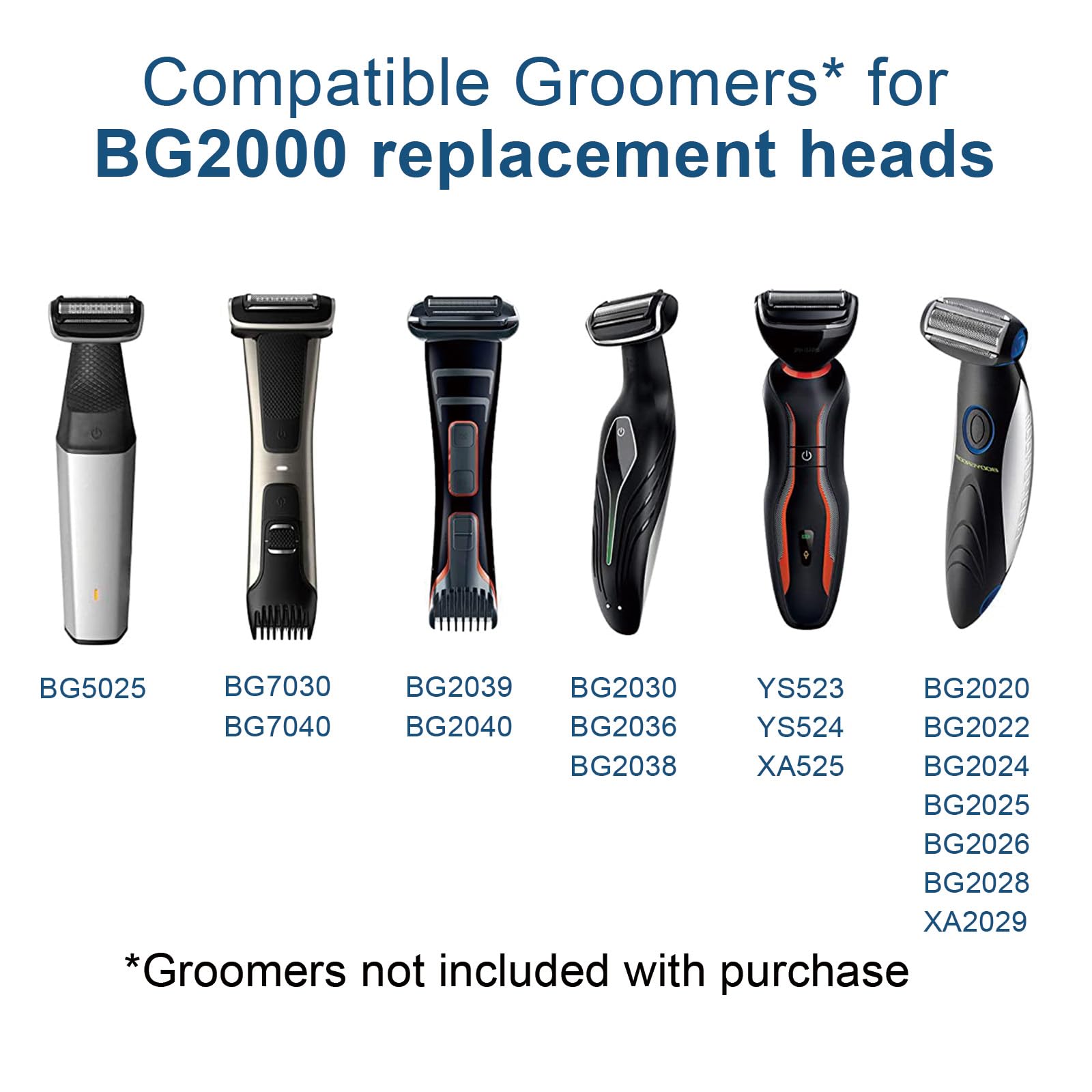 RF RollingFit BG2000/40 compatible head on Philips BodyGroom for smooth skin.