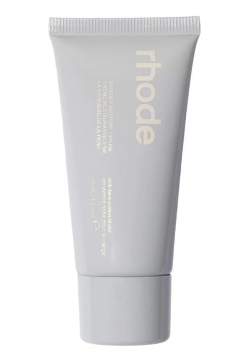 Rhode crema de restauración de la barrera para rostro, envase blanco, hidratación diaria