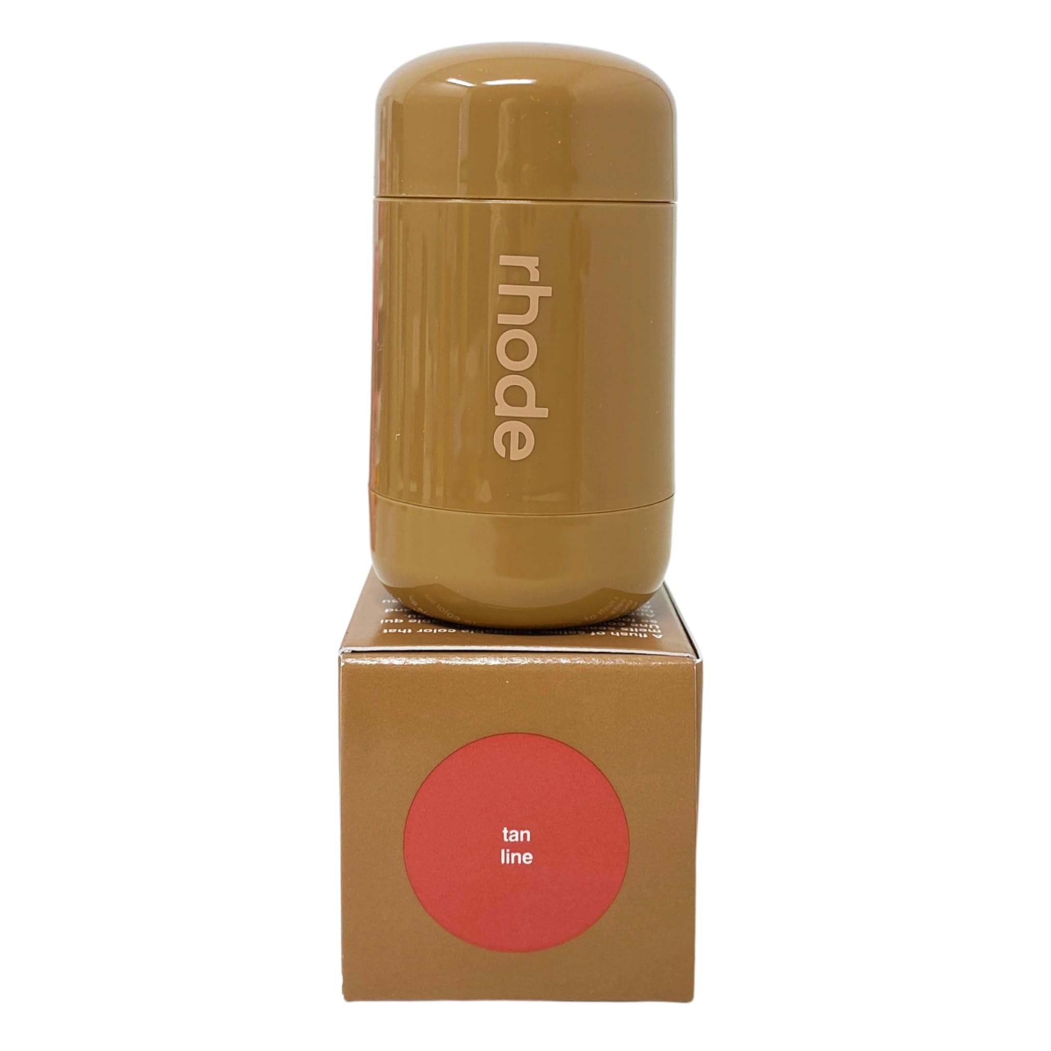 Rhode Pocket Blush Tan Line swatch on cheek reveals pinky tan glow.
