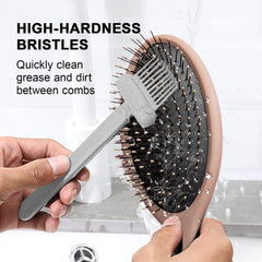 RHOS 2-in-1 cleaner bristles close-up removing oil and dirt between bristles.