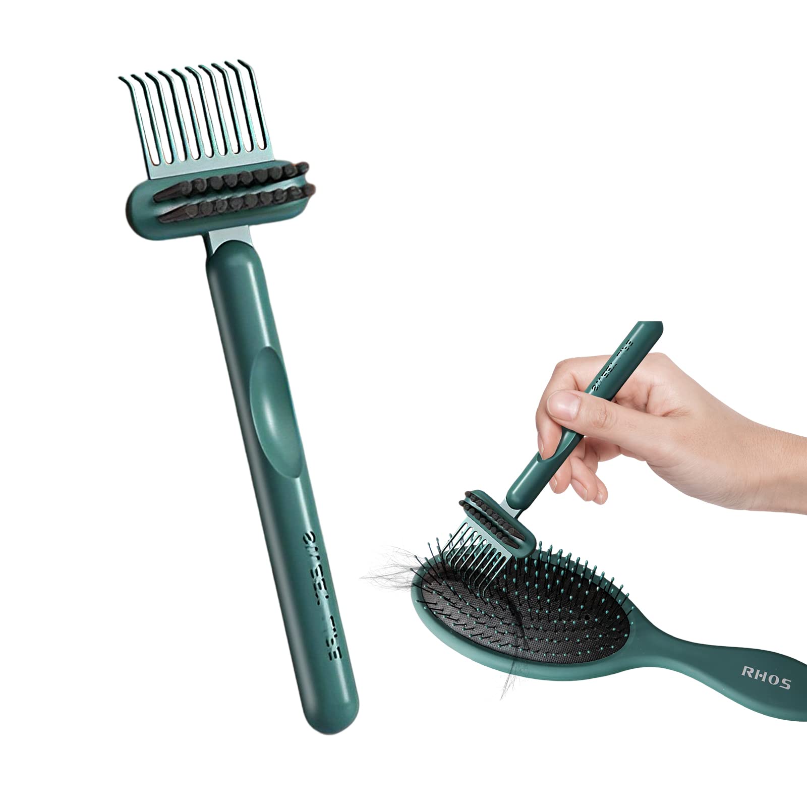 RHOS 2-in-1 hair brush cleaner tool removes hair and dust efficiently.