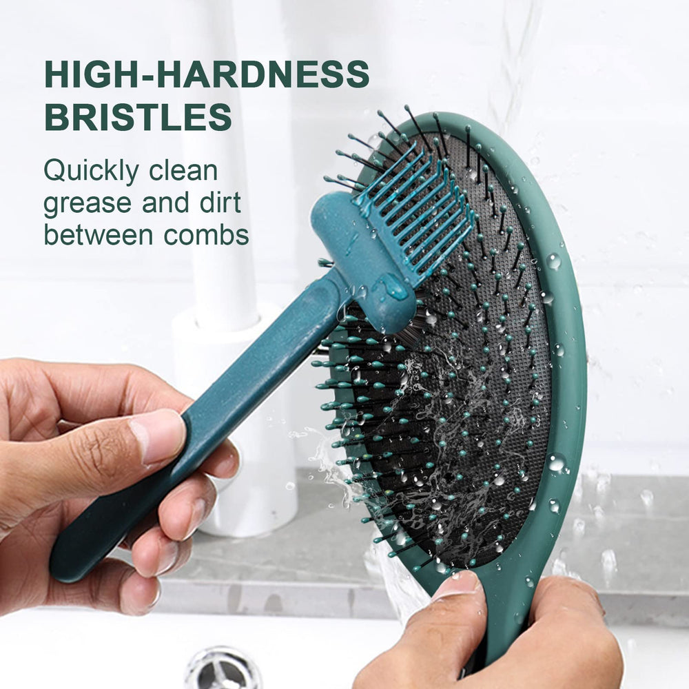 RHOS cleaning claws remove hair from brush bristles efficiently.