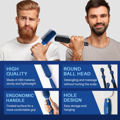 RHOS detangler brush features ergonomic handle and blue design for easy use