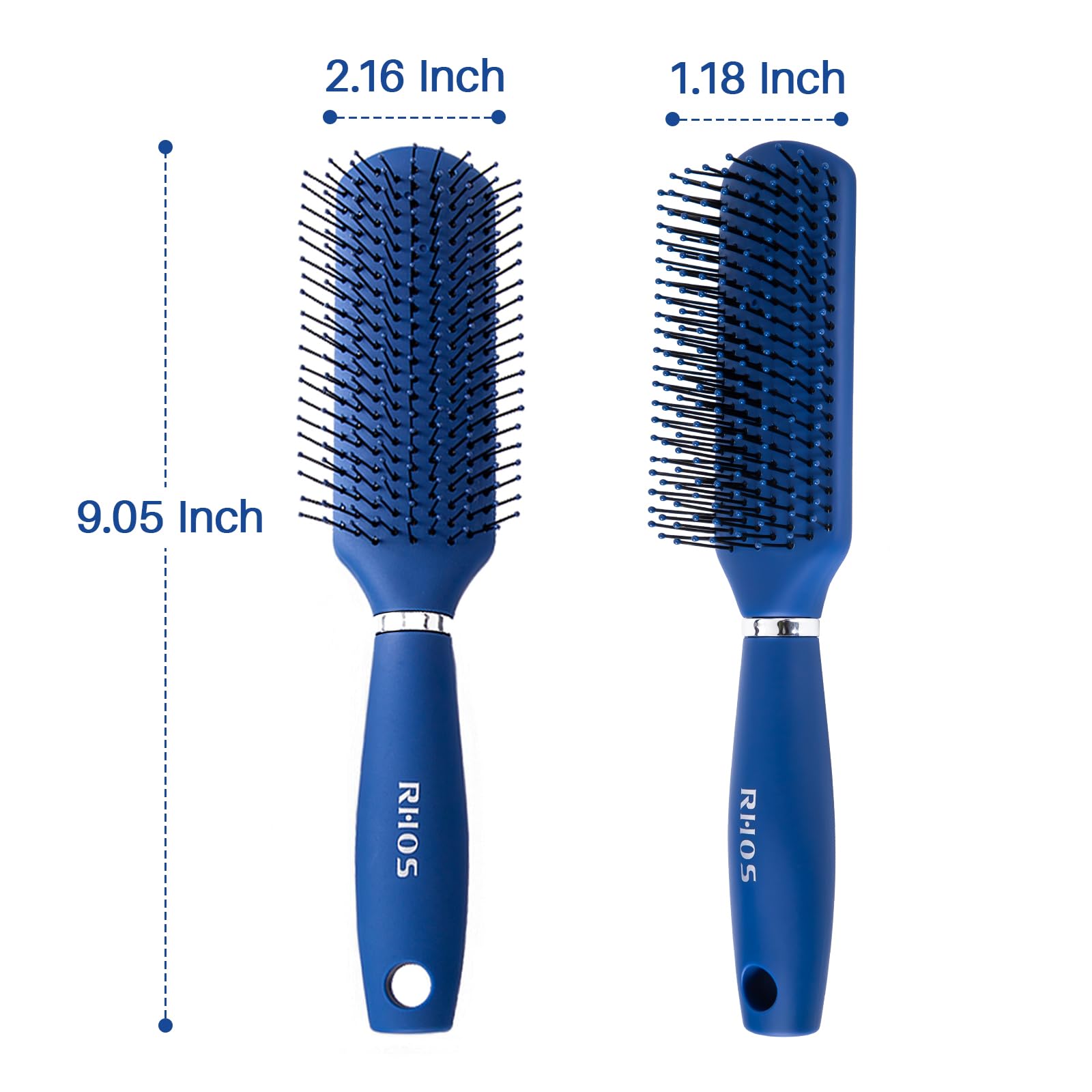 RHOS blue hair brush profile emphasizes sleek, compact silhouette