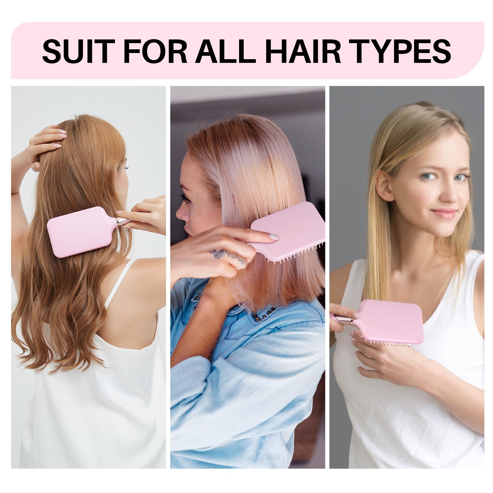 RHOS paddle brush scalp massage action soothes as you brush.