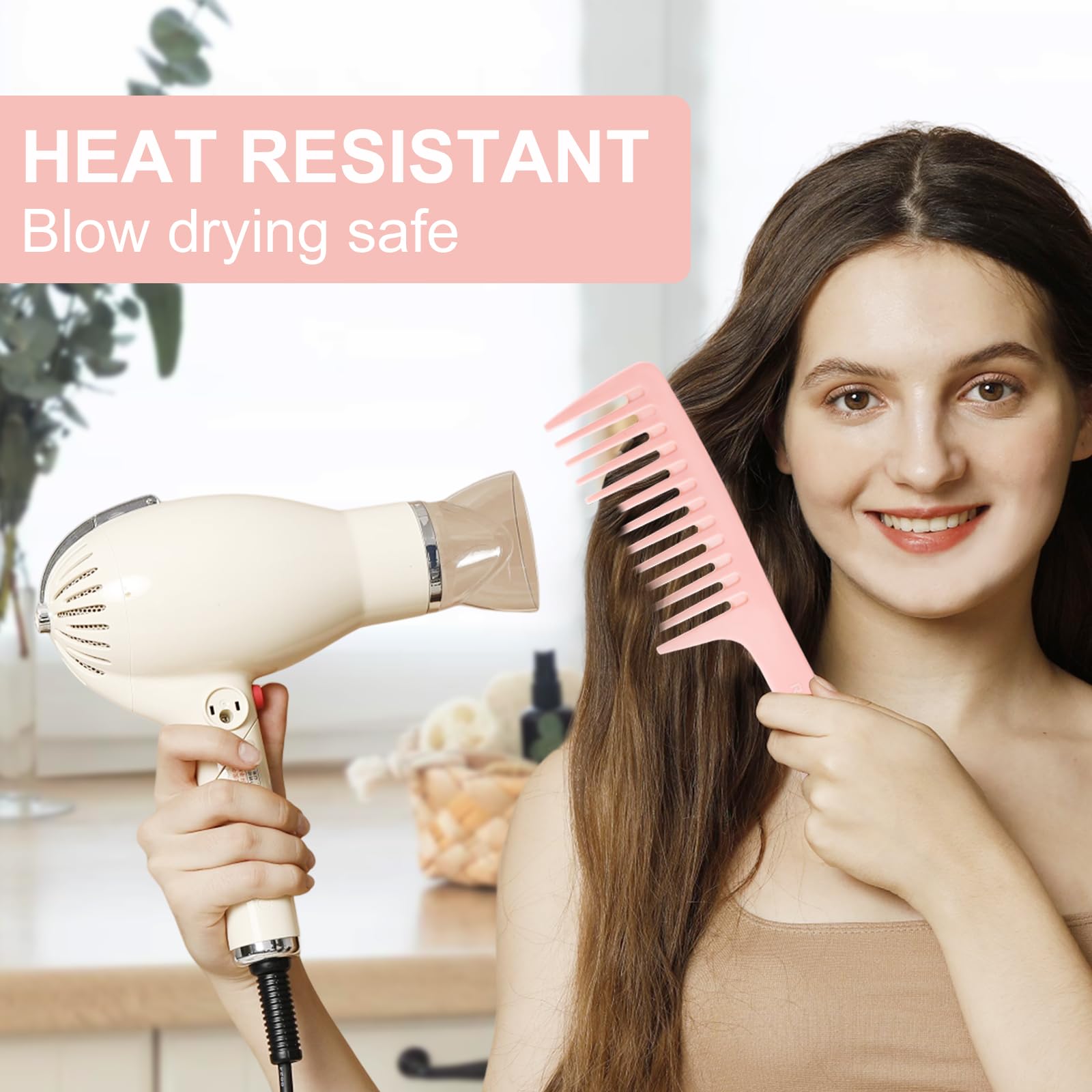 RHOS rat-tail comb pink with fine tip for clean lines during styling