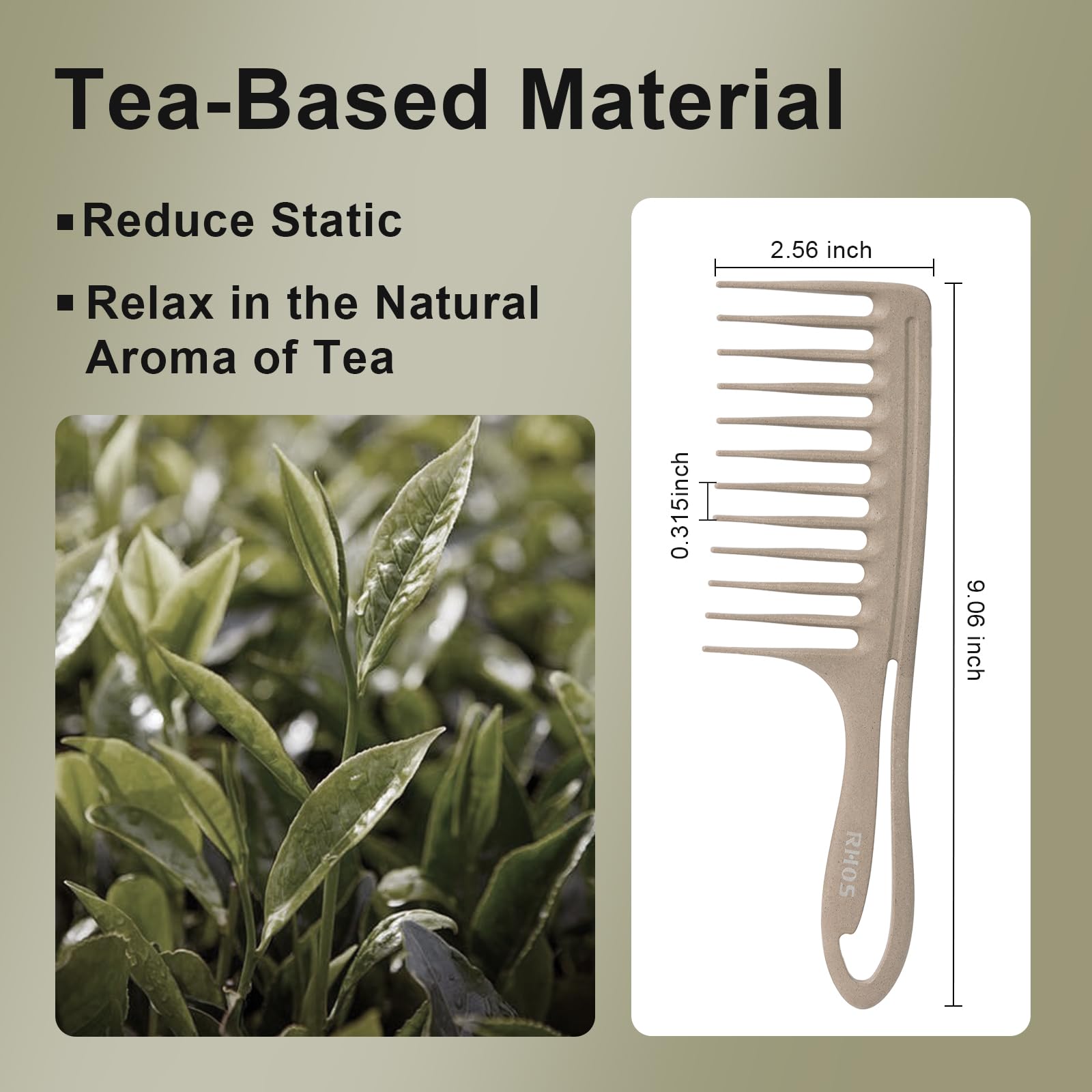 RHOS tea-based material comb reduces static for frizz-free styling.