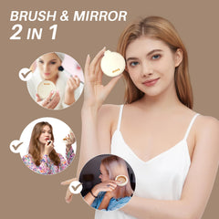 RHOS travel-friendly pocket-size hair brush in beige for bags and commutes.