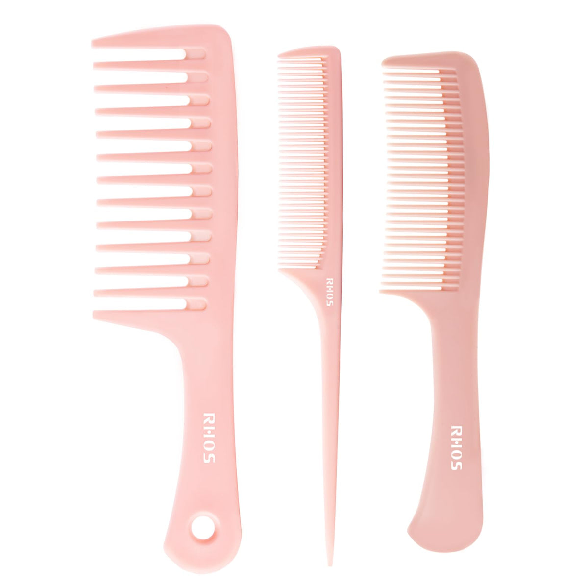 RHOS wide-tooth comb pink for gentle detangling and reduced snagging during styling