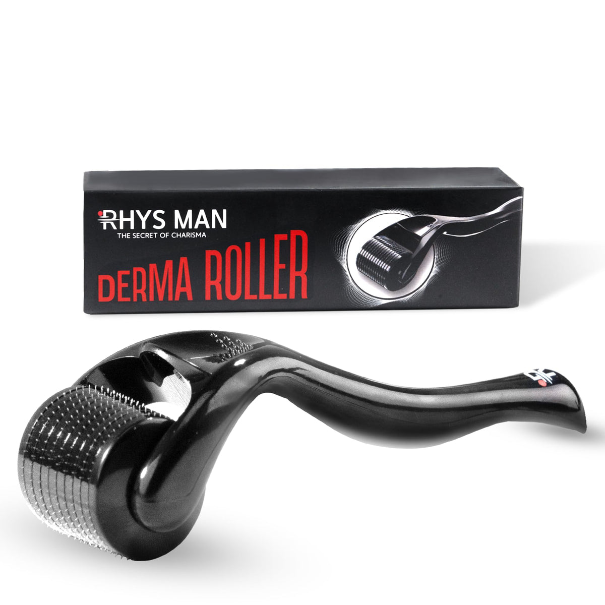 Rhys Man Derma Roller with 540 titanium micro-points for smooth beard and skin care.