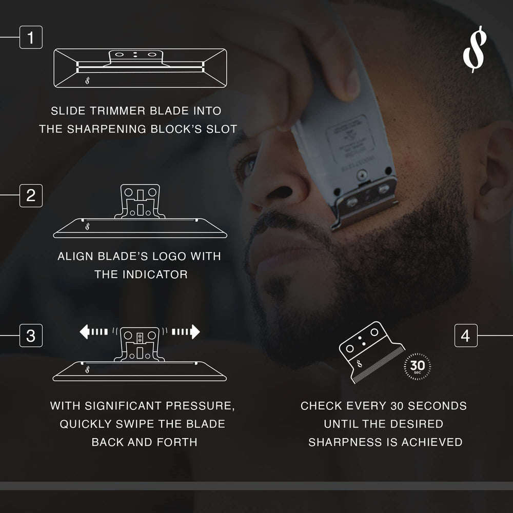 Diamond stone edge refinement delivering near-barber sharpness on blades.
