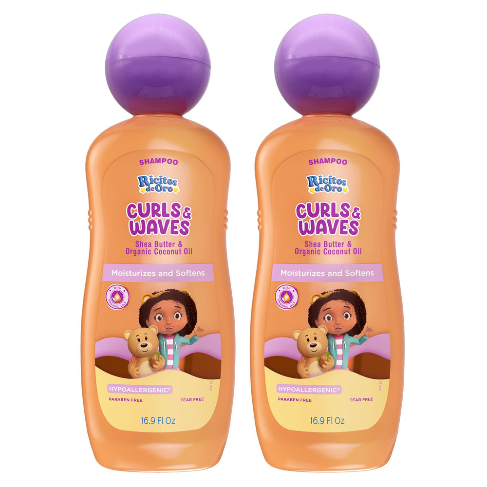 Ricitos de Oro: botella de champú para rizos y ondas, define y cuida cabellos infantiles.
