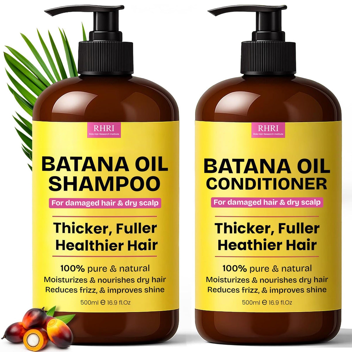 Rida Batana Shampoo and Conditioner Set on display for a complete hair care routine.