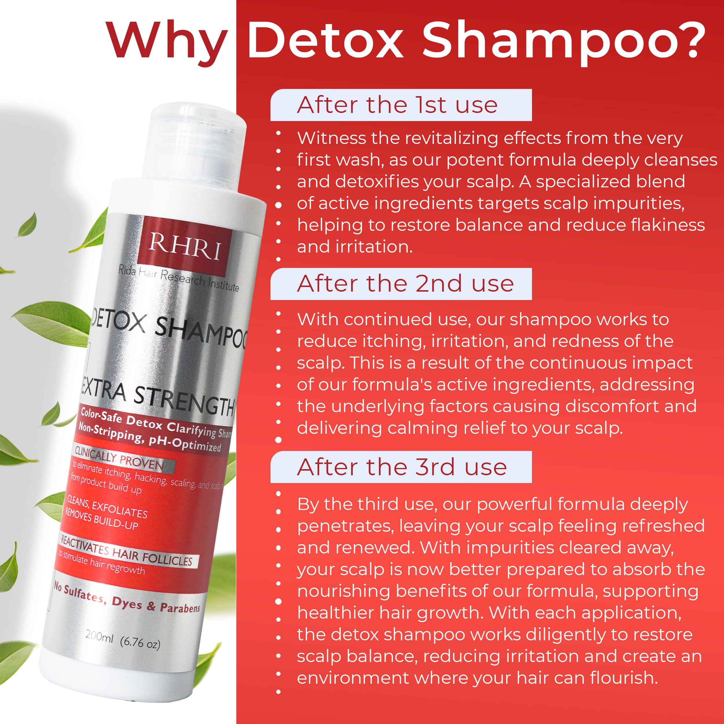 Rida Detox Shampoo lather forming rich foam for thorough cleansing.