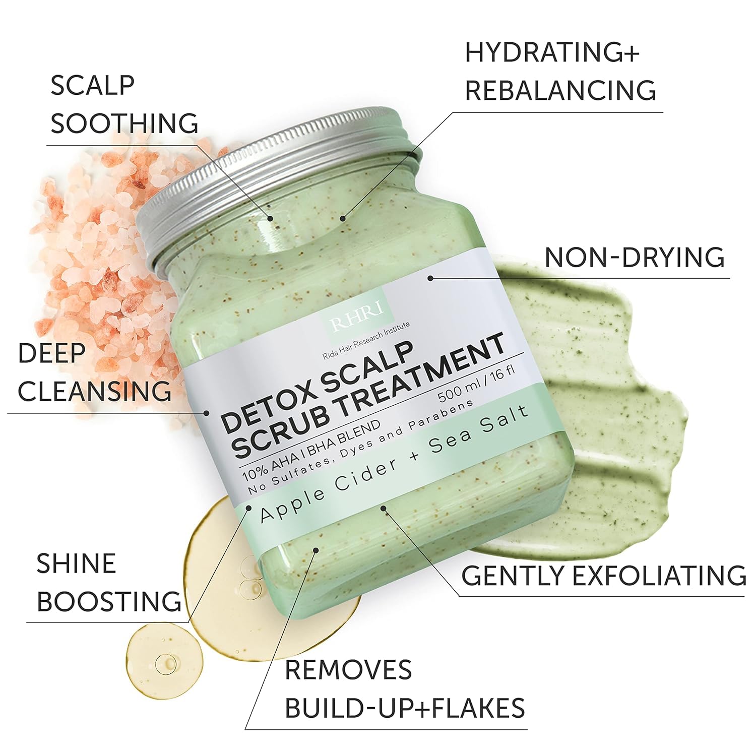 Rida exfoliante capilar verde, ingredientes naturales para el cuidado capilar