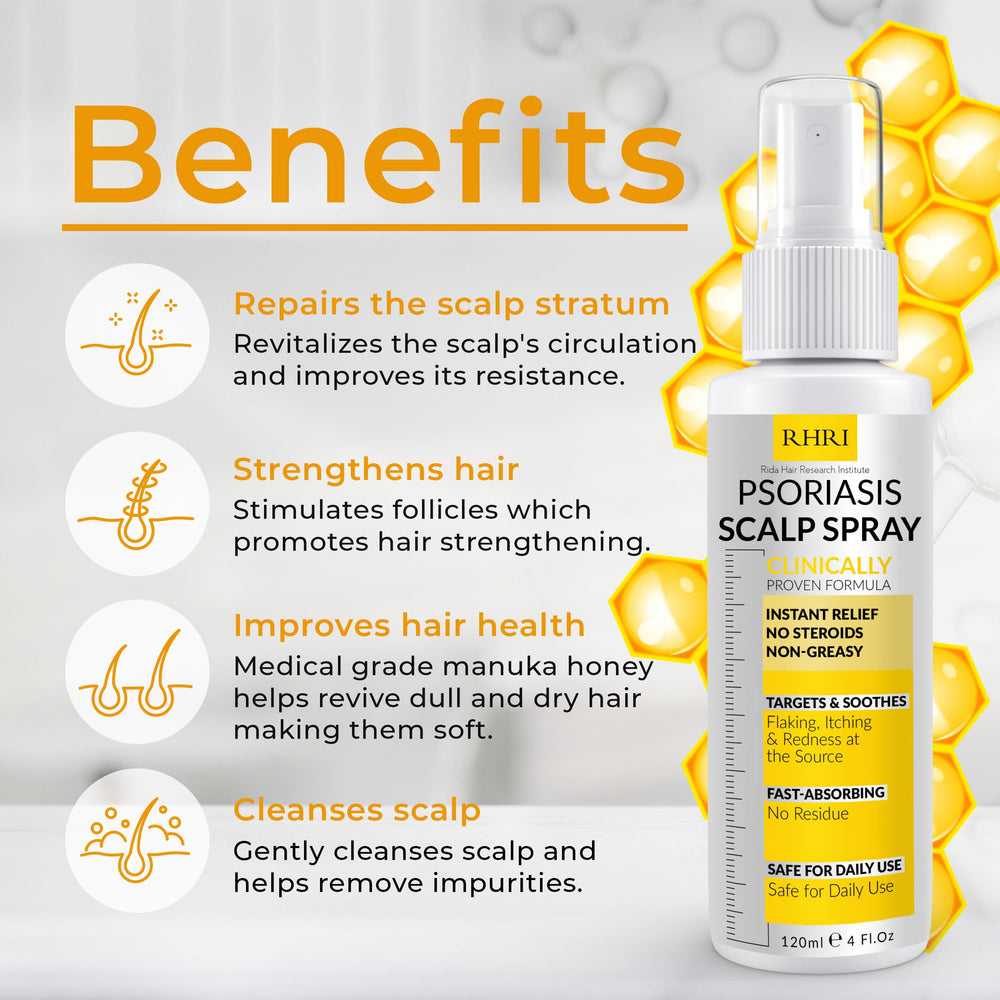Rida Hair Psoriasis Scalp Spray mist dispense for easy, mess-free application