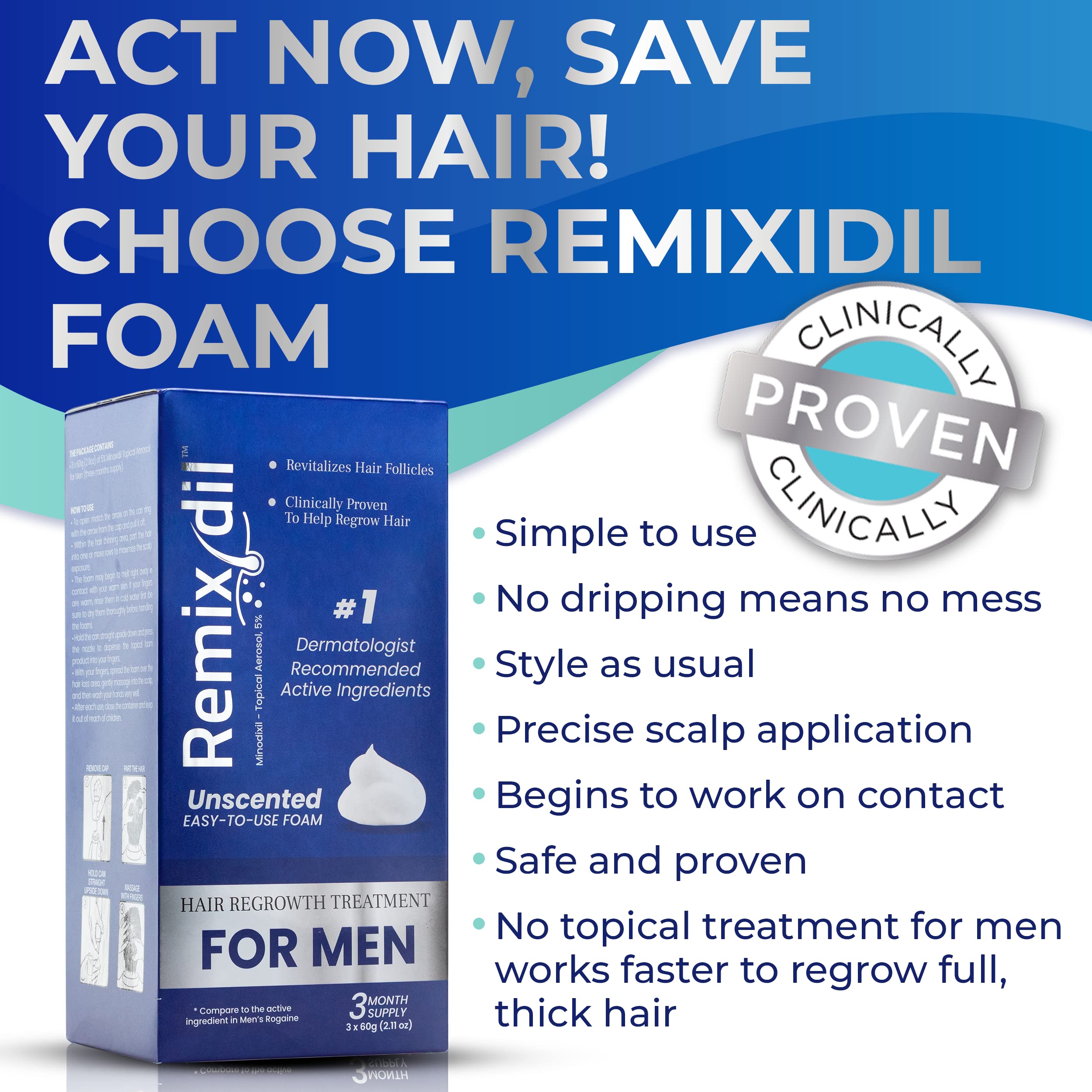 Rida Hair Remixidil foam on scalp shows quick absorption with no greasy residue.