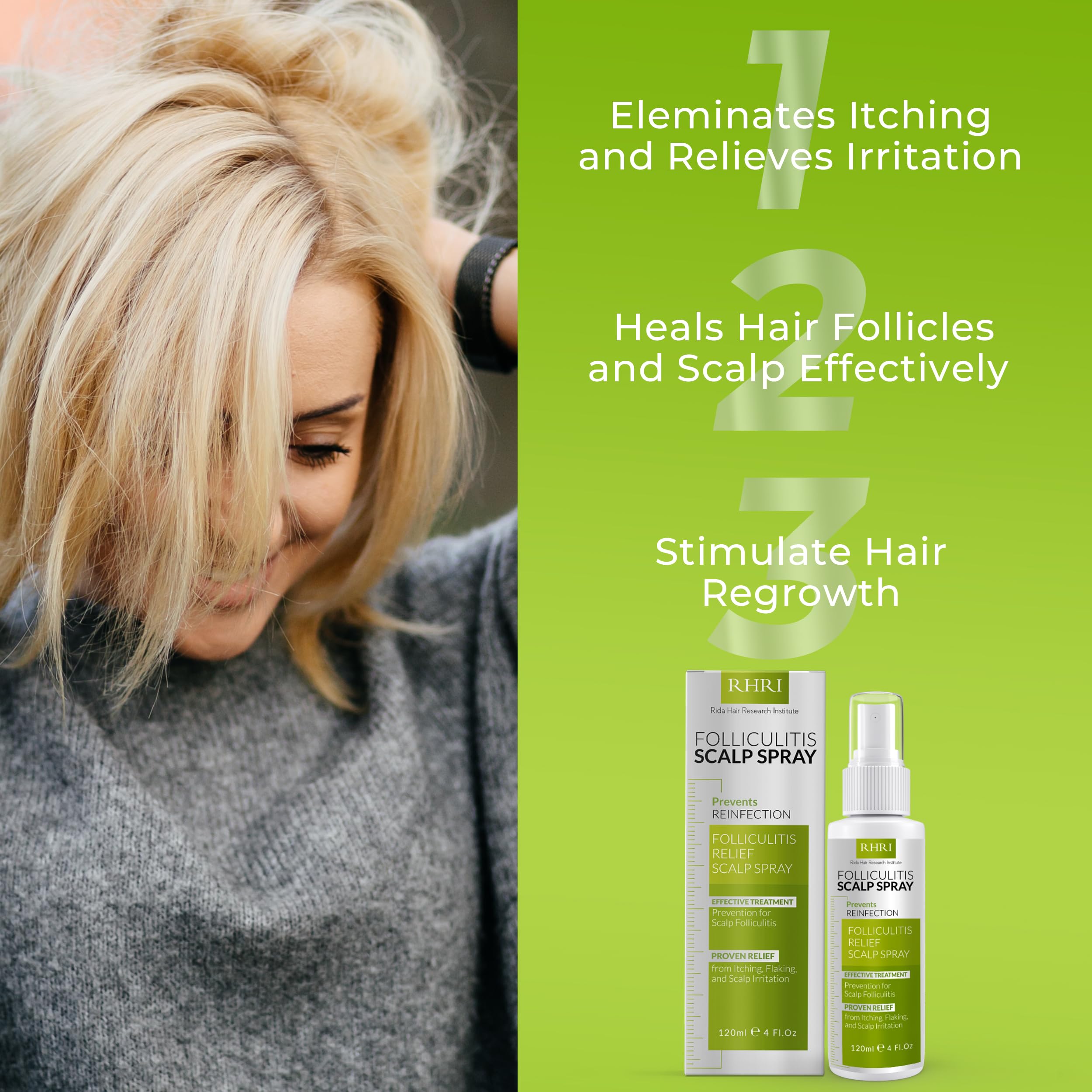 Rida Folliculitis Scalp Spray with natural ingredients scene for gentle scalp care