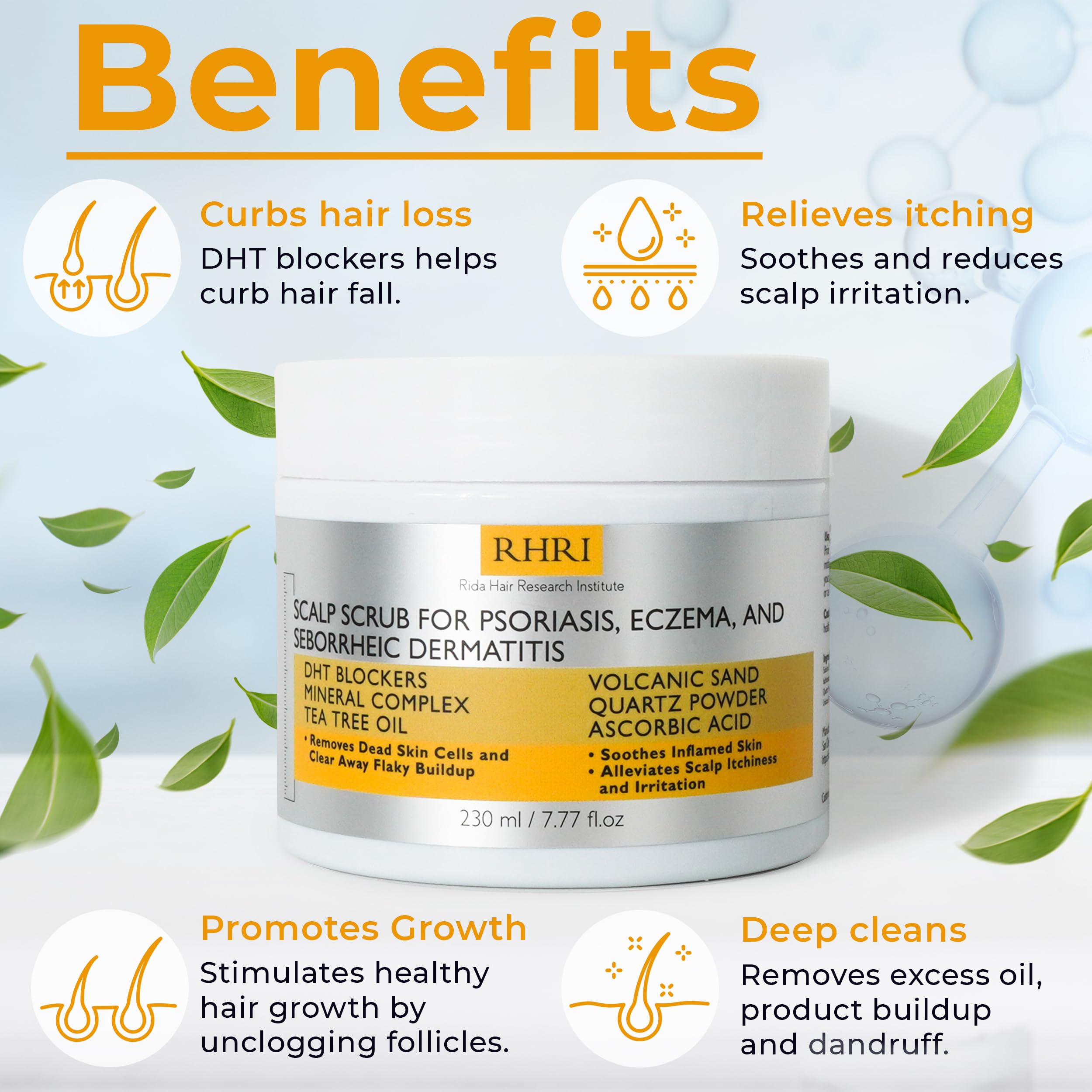 Rida scalp scrub massage promotes circulation for healthier hair.