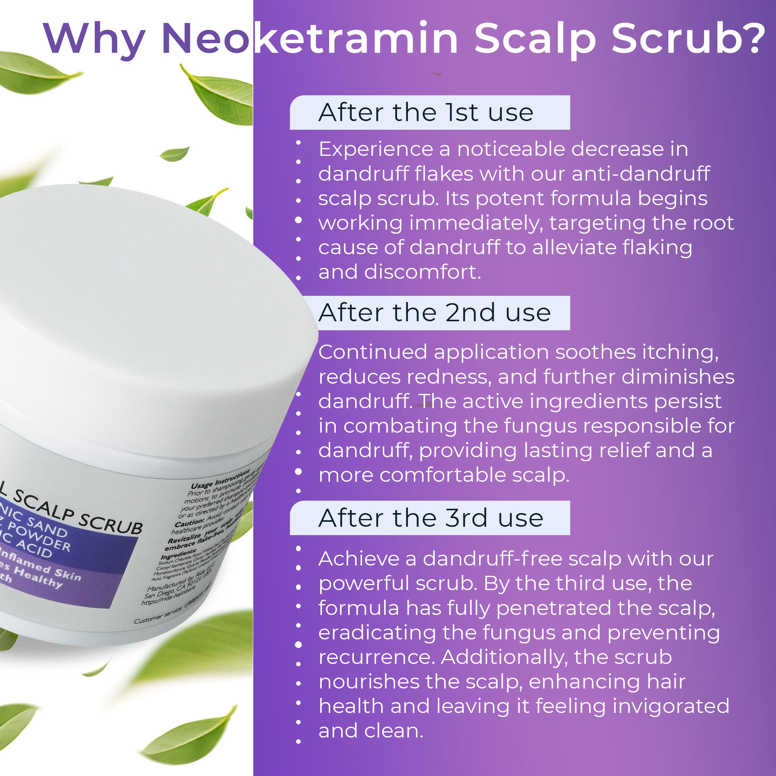 Rida Hair Research Institute scrub jar front label signaling medicated dandruff support.